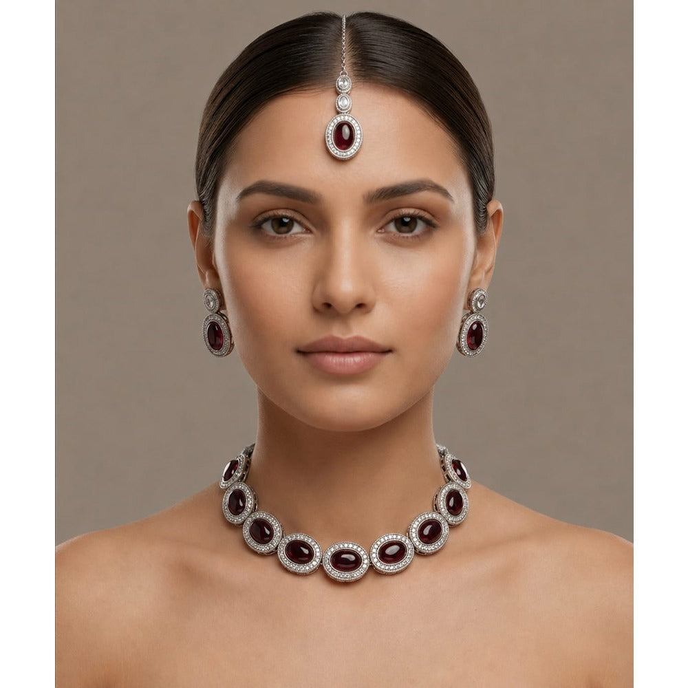 Akruti Collection Graceful Glass Crystal Necklace Set
