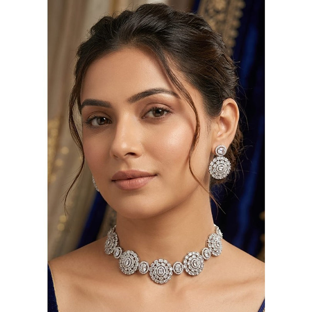 Akruti Collection Graceful American Diamond Necklace Set