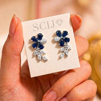 Akruti Collection Designer Rhodium Plated American Diamond Dangler Earrings