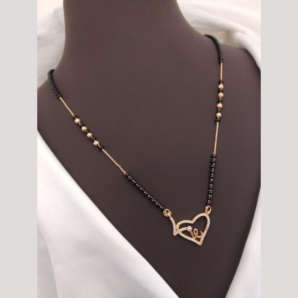 Akruti Collection Elegant Austrian Stone And Beads Black Beads Mangalsutra
