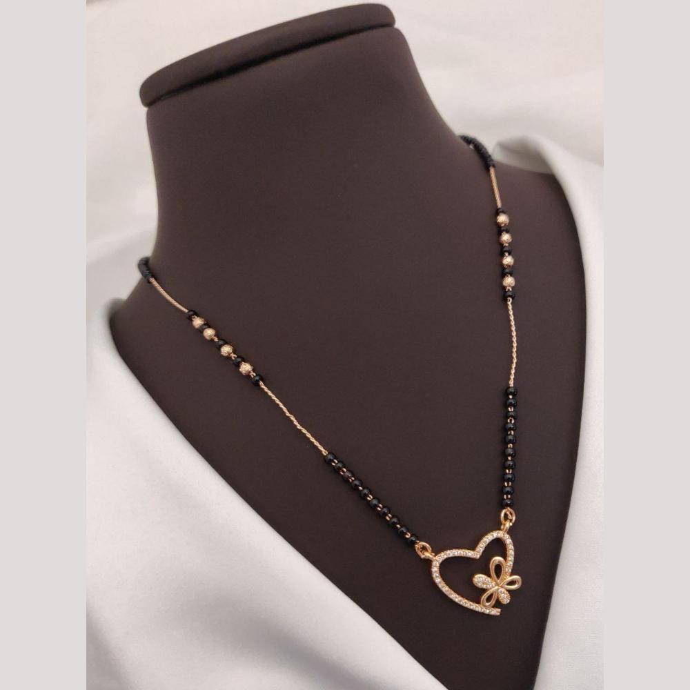 Akruti Collection Elegant Austrian Stone And Beads Black Beads Mangalsutra