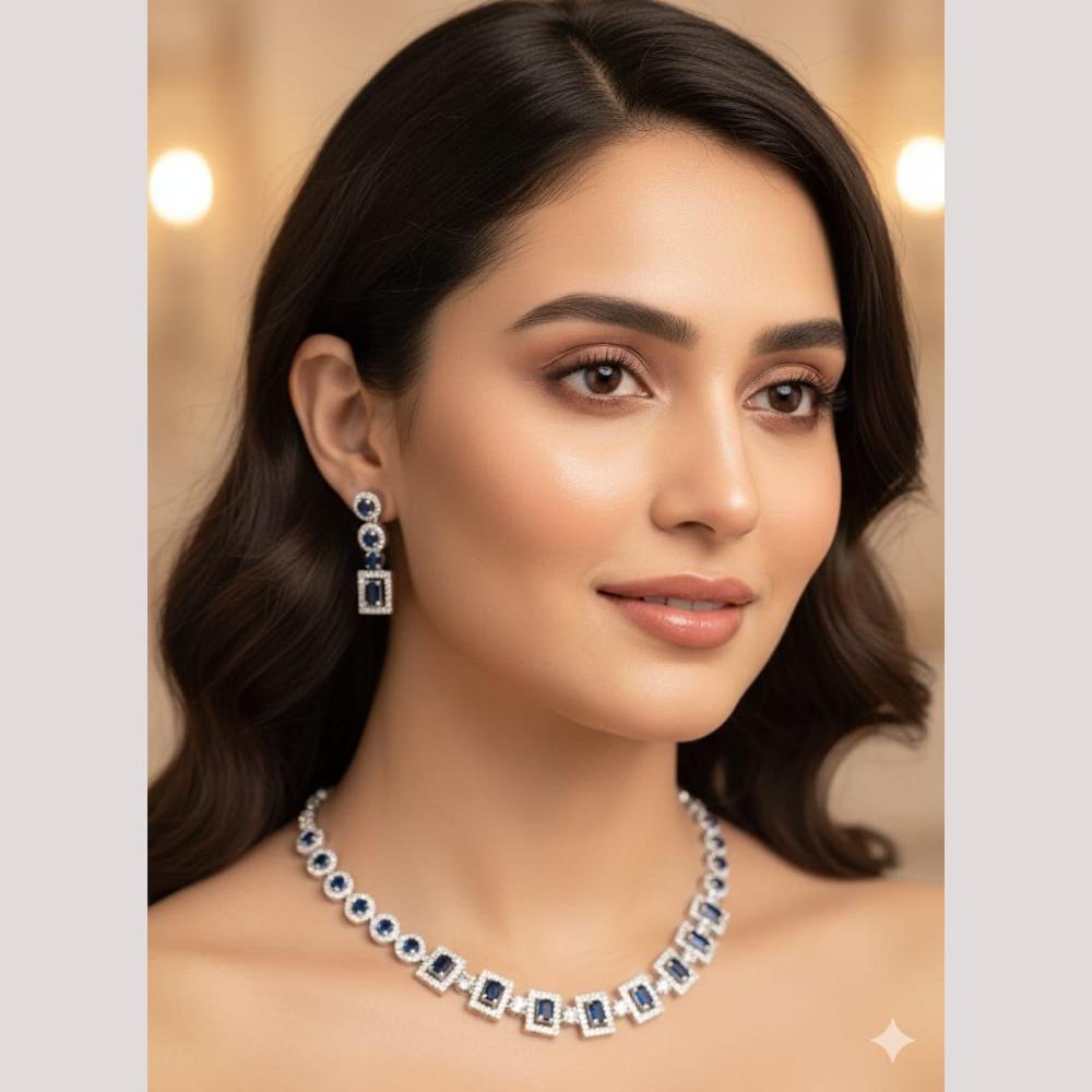 Akruti Collection Graceful American Diamond Necklace Set