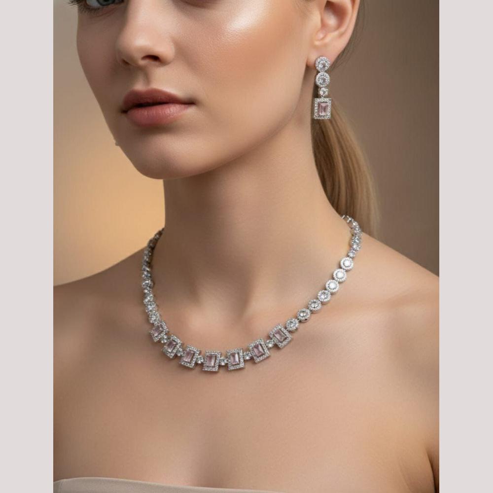 Akruti Collection Graceful American Diamond Necklace Set