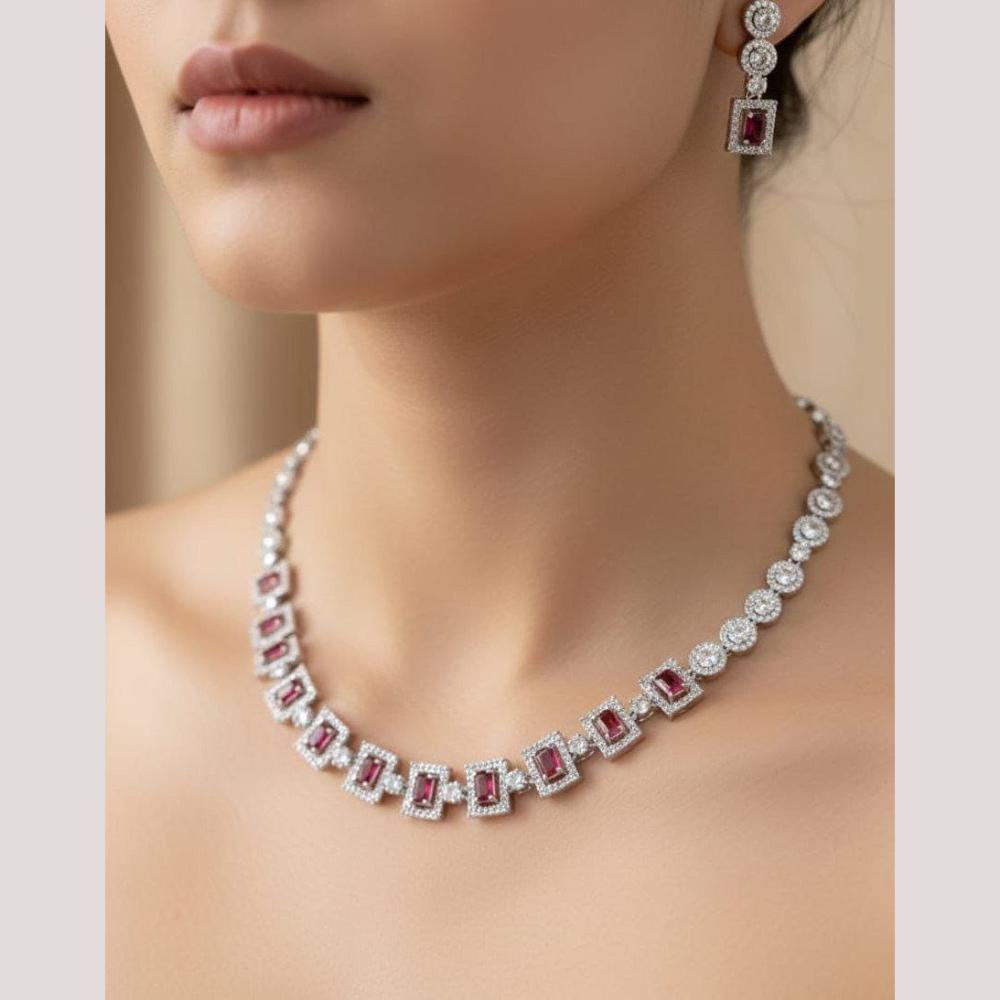 Akruti Collection Graceful American Diamond Necklace Set