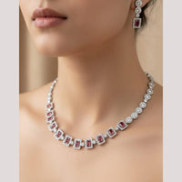 Akruti Collection Graceful American Diamond Necklace Set