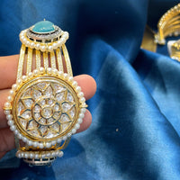 Akruti Collection Designer 2 Tone Pota Stone And Pearl Openable Kada