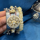Akruti Collection Designer 2 Tone Pota Stone And Pearl Openable Kada