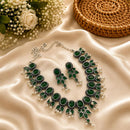 Akruti Collection Beautiful Oxidised Pota Stone And Pearl Jewellery Set