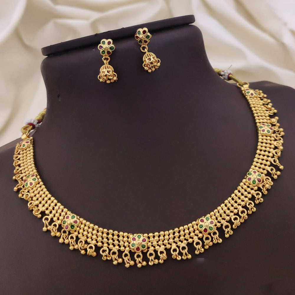 Akruti Collection Designer Pota Stone And Pearl Necklace Set
