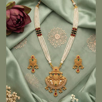 Akruti Collection Designer Pota Stone And Pearl Necklace Set