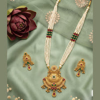 Akruti Collection Designer Pota Stone And Pearl Necklace Set