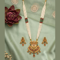 Akruti Collection Designer Pota Stone And Pearl Necklace Set