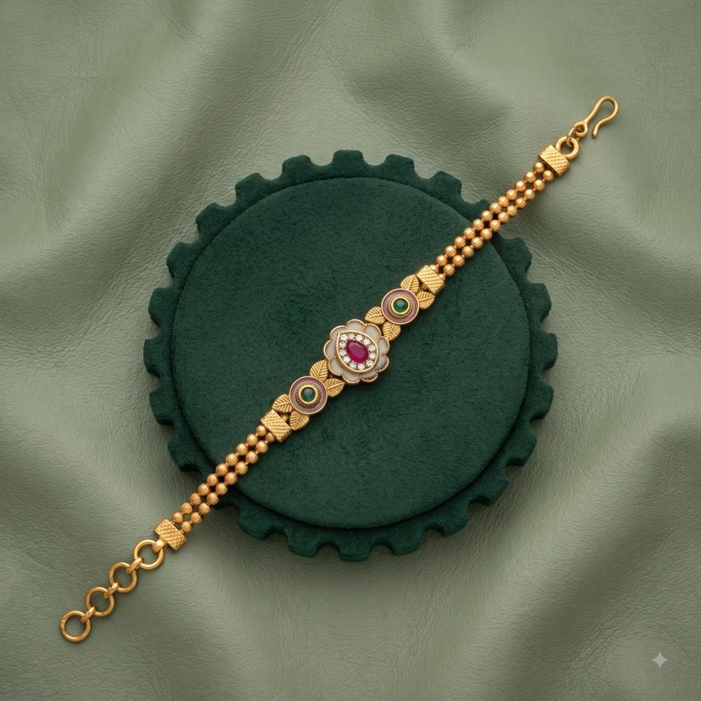 Akruti Collection Royal Pota Stone And Pearl Adjustable Bracelet