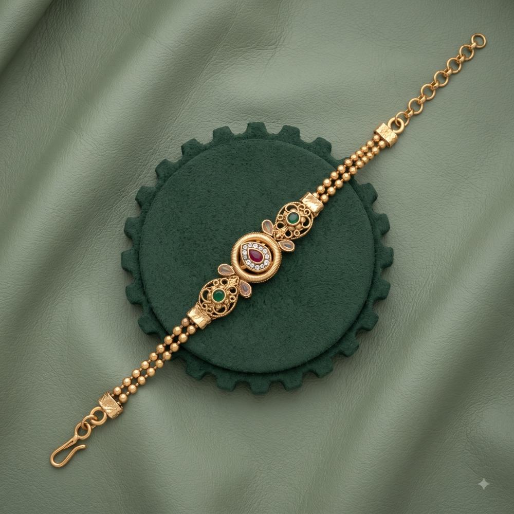Akruti Collection Royal Pota Stone And Pearl Adjustable Bracelet
