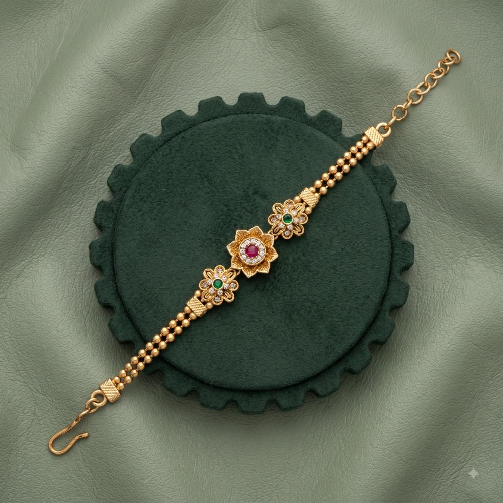 Akruti Collection Royal Pota Stone And Pearl Adjustable Bracelet