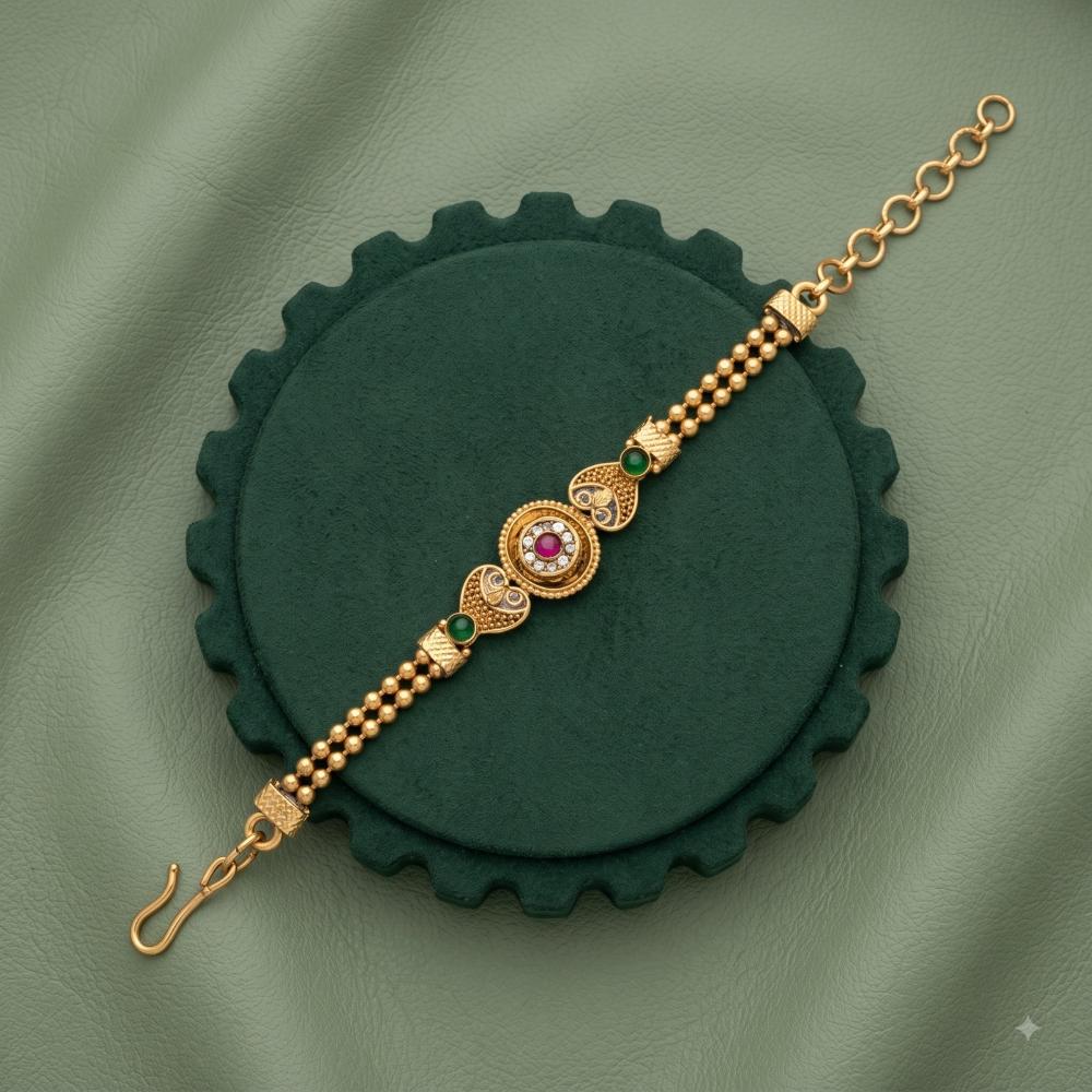Akruti Collection Royal Pota Stone And Pearl Adjustable Bracelet