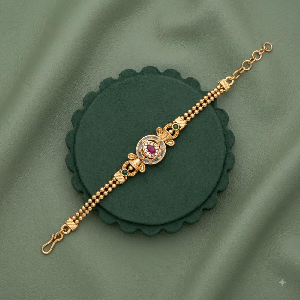 Akruti Collection Royal Pota Stone And Pearl Adjustable Bracelet