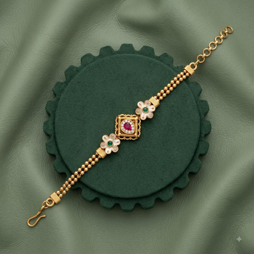 Akruti Collection Royal Pota Stone And Pearl Adjustable Bracelet