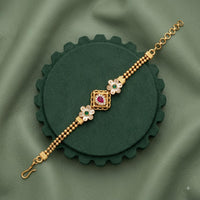 Akruti Collection Royal Pota Stone And Pearl Adjustable Bracelet