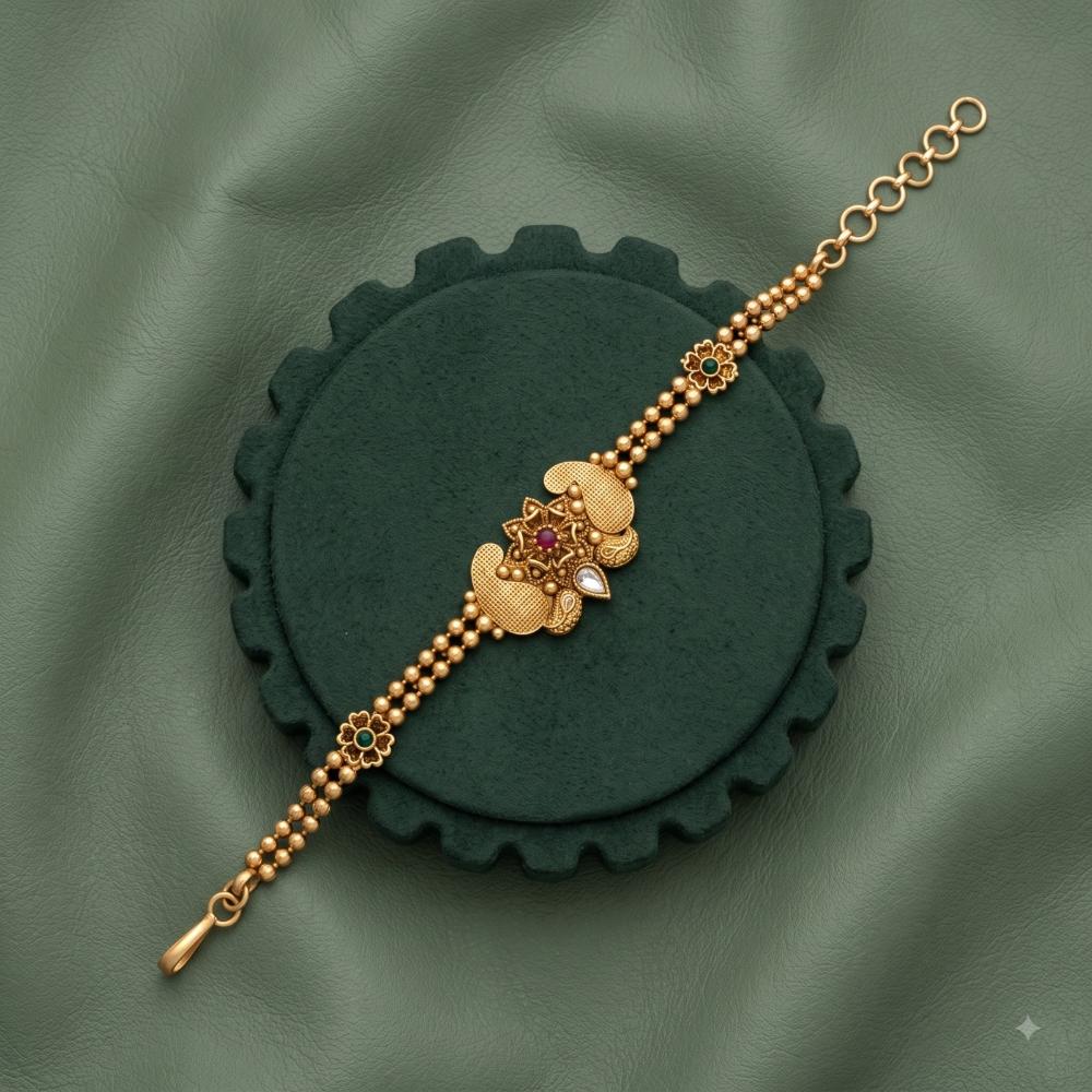 Akruti Collection Royal Pota Stone And Pearl Adjustable Bracelet