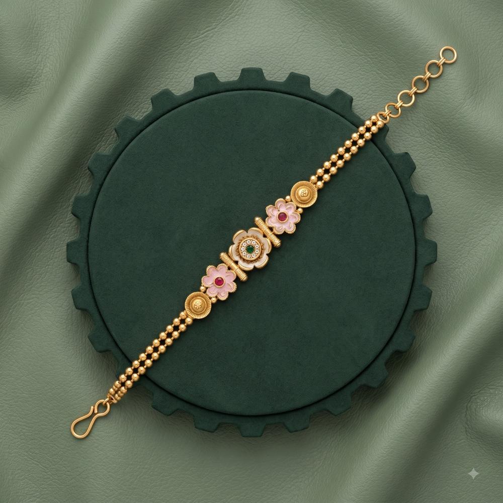 Akruti Collection Royal Pota Stone And Pearl Adjustable Bracelet