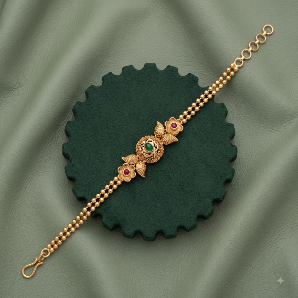 Akruti Collection Royal Pota Stone And Pearl Adjustable Bracelet