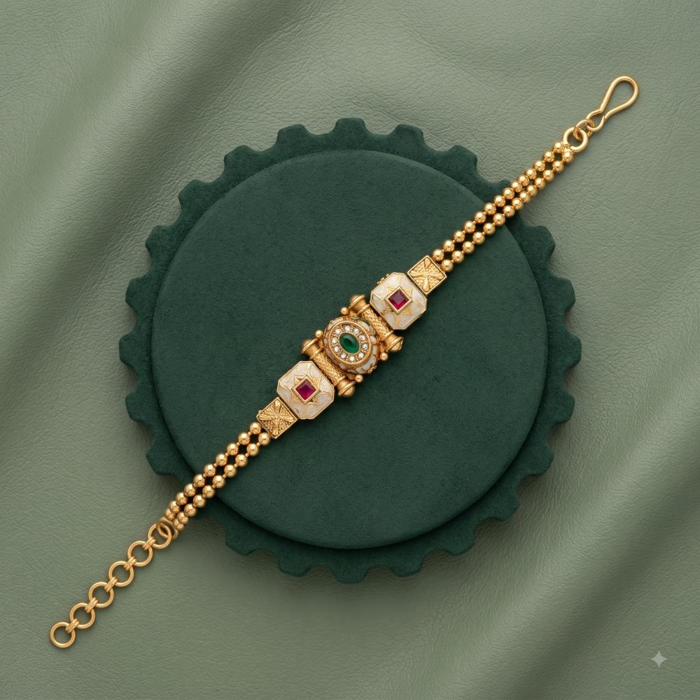 Akruti Collection Royal Pota Stone And Pearl Adjustable Bracelet