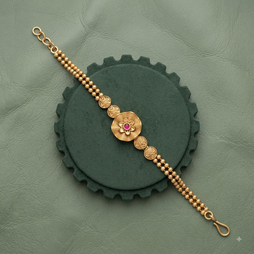 Akruti Collection Royal Pota Stone And Pearl Adjustable Bracelet