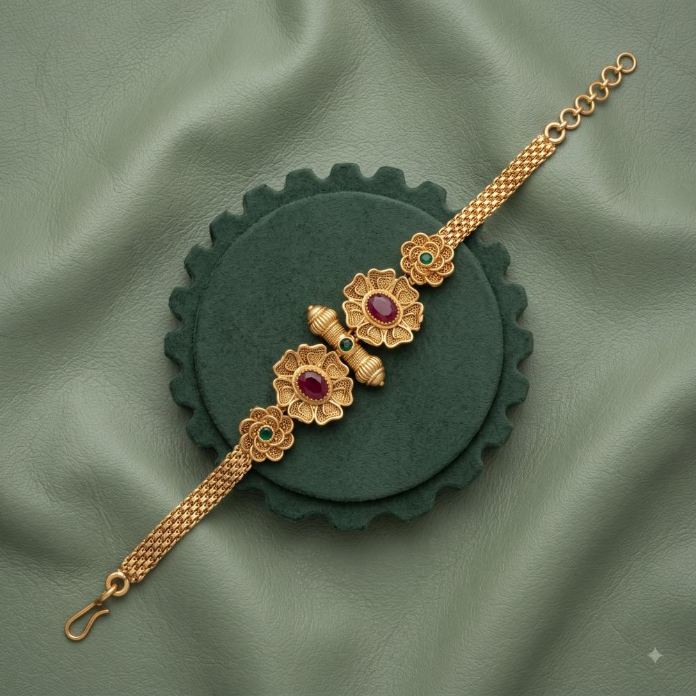 Akruti Collection Royal Pota Stone And Pearl Adjustable Bracelet