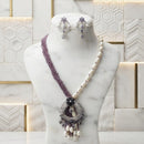 Akruti Collection Radiant Glow Modern American Daimonds And Beads Necklace Set