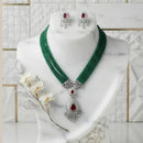 Akruti Collection Radiant Glow Modern American Daimonds And Beads Necklace Set