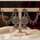 Akruti Collection Oxidised Jhumki Earrings With Kan Chain Traditional Ethnic Jewellery
