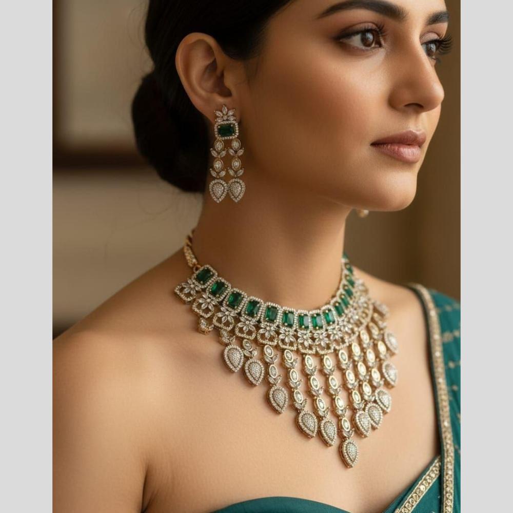 Akruti Collection Radiant Glow Modern American Daimonds Necklace Set
