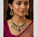 Akruti Collection Premium Look Pota Stone And Pearl Necklace Set