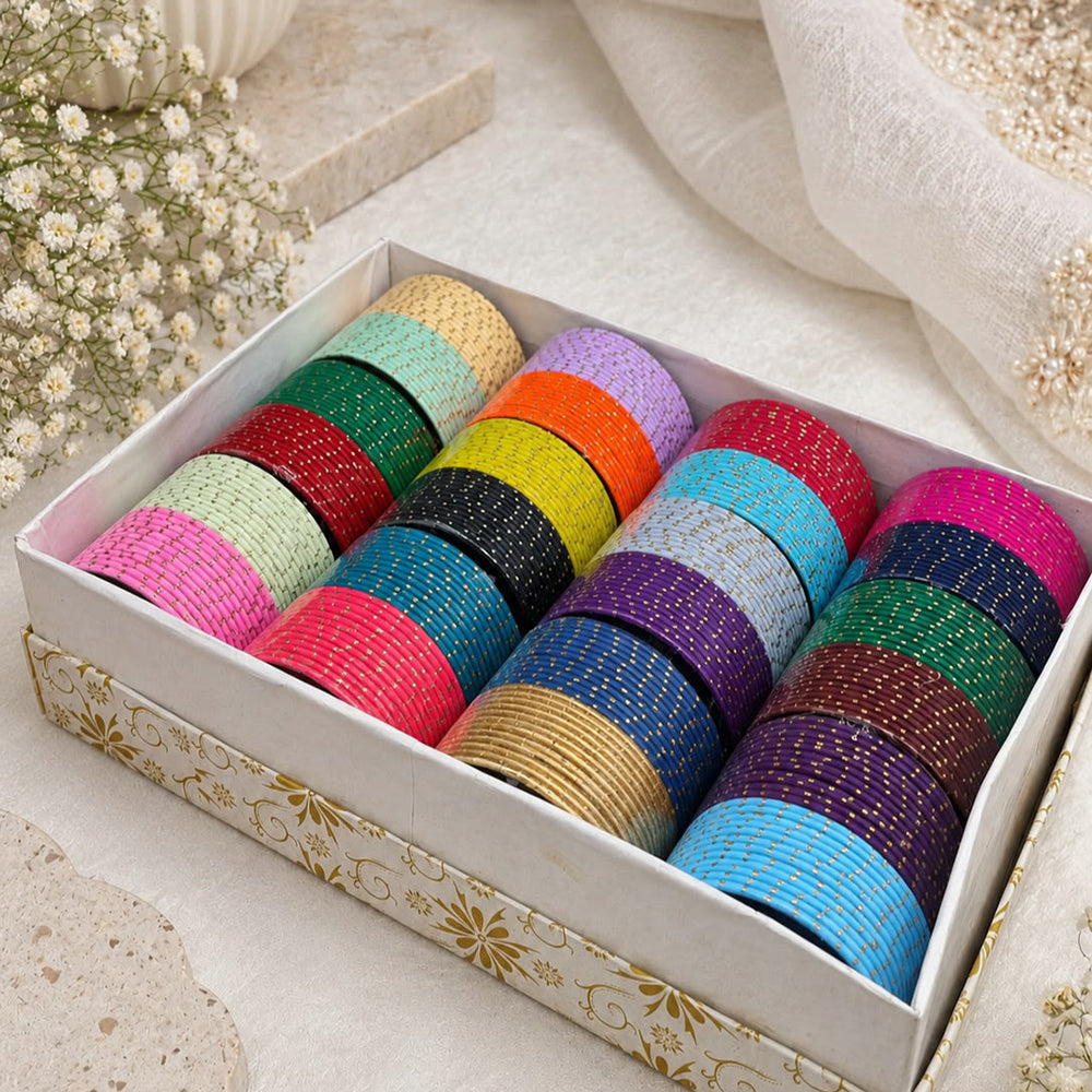 Akruti Collection Colorful Metal Bangles Set for Festive Wear