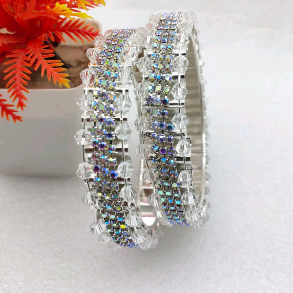 Star Bangles Silver Plated Austrian Stone And Crystal Beads Bangles Set