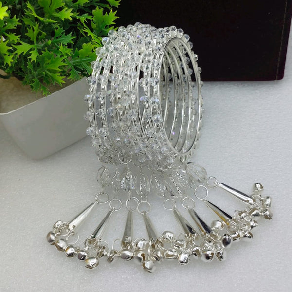 Star Bangles Silver Plated Crystal Beads Bangles Set