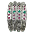 Amity Arts Oxidised Plated Rubi Embral Bangles Set  (4 Piece Only)