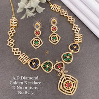 Shrijicreation Gold Plated AD Stone Necklace Set
