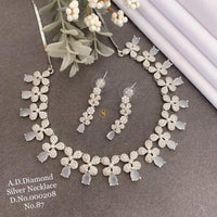 Shrijicreation Silver Plated AD Stone Necklace Set