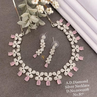 Shrijicreation Silver Plated AD Stone Necklace Set