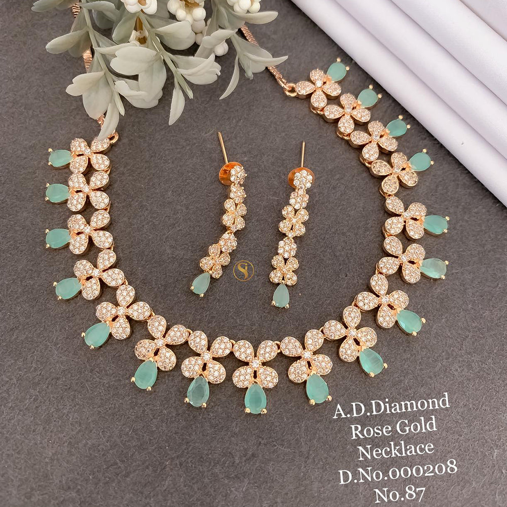 Shrijicreation Rose Gold Plated AD Stone Necklace Set