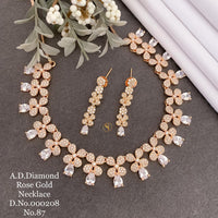 Shrijicreation Rose Gold Plated AD Stone Necklace Set
