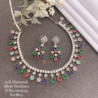 Shrijicreation Silver Plated AD Stone Necklace Set