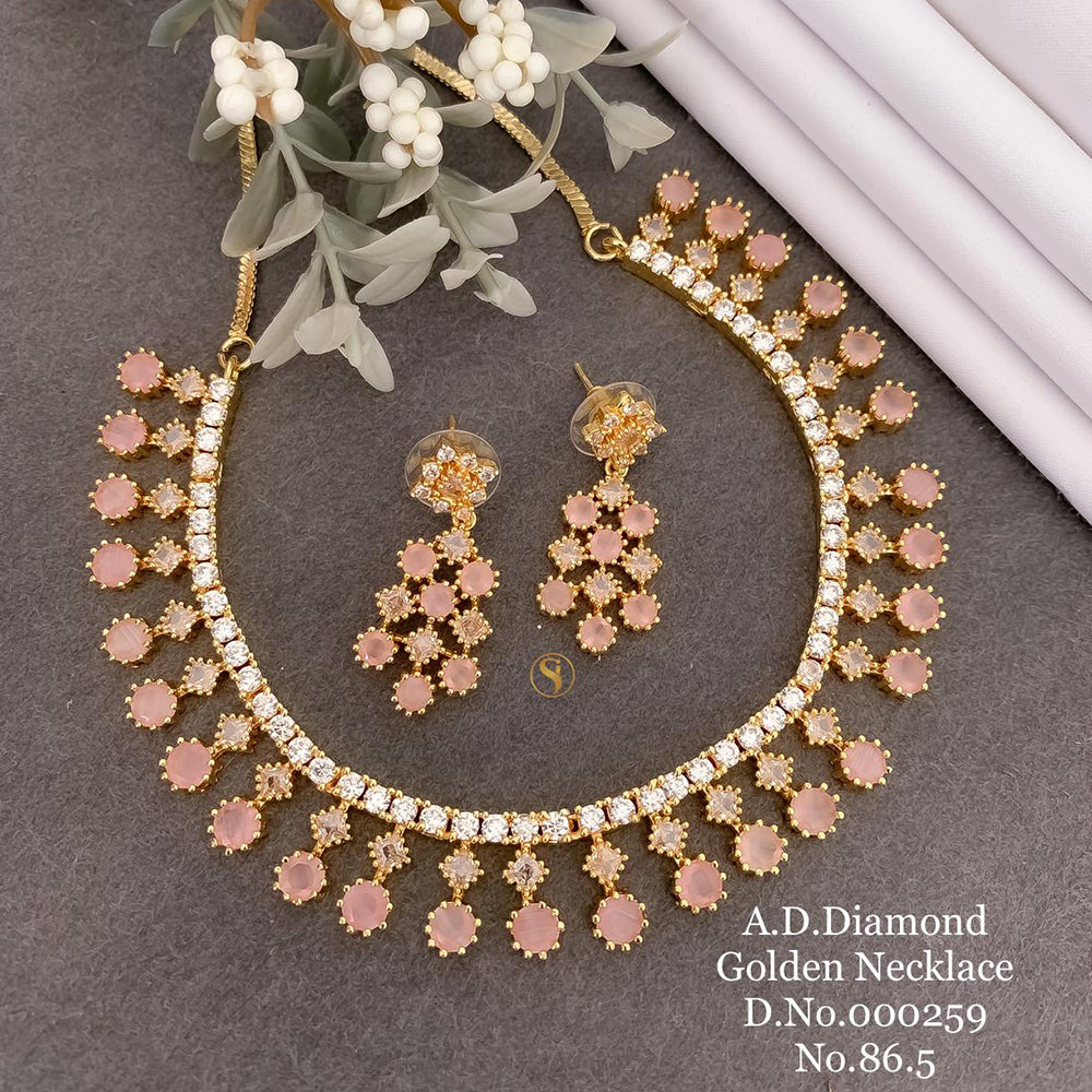 Shrijicreation Gold Plated AD Stone Necklace Set