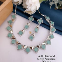 Shrijicreation Silver Plated AD Stone Necklace Set