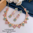 Shrijicreation Rose Gold Plated AD Stone Necklace Set