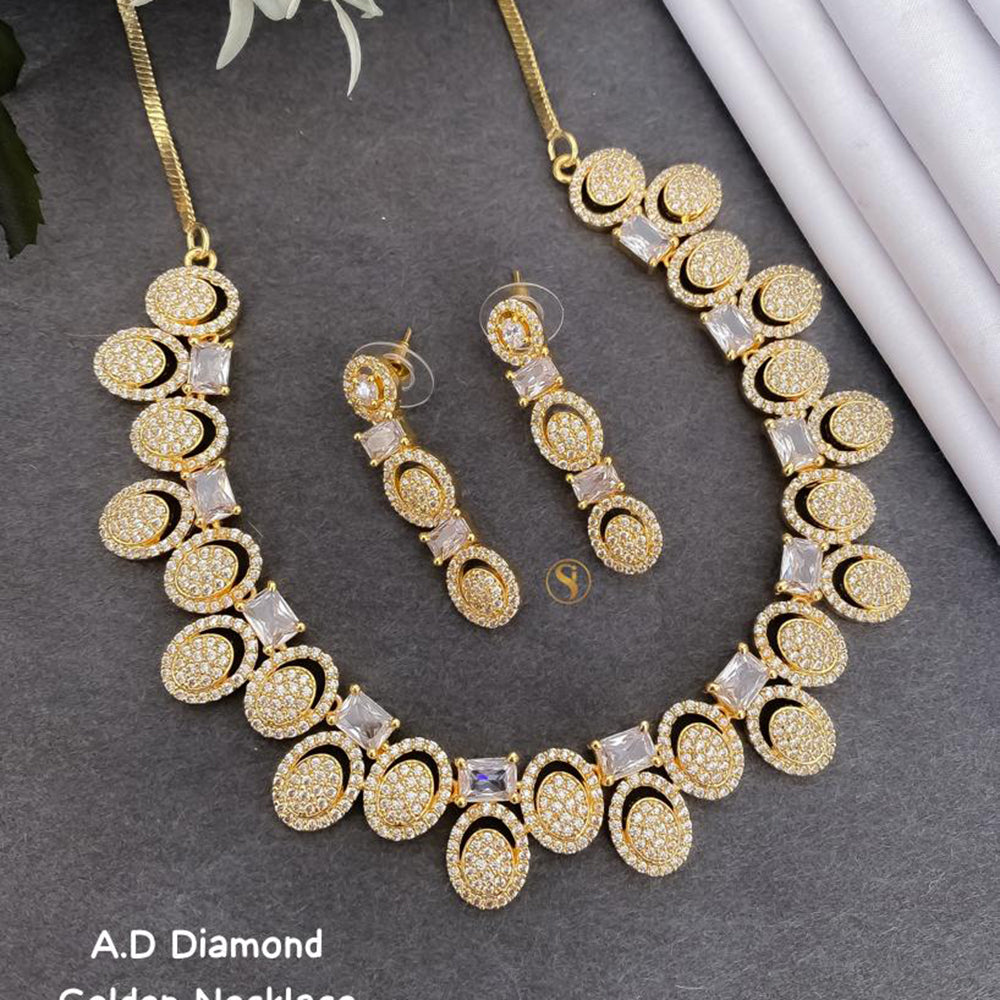 Shrijicreation Gold Plated AD Stone Necklace Set