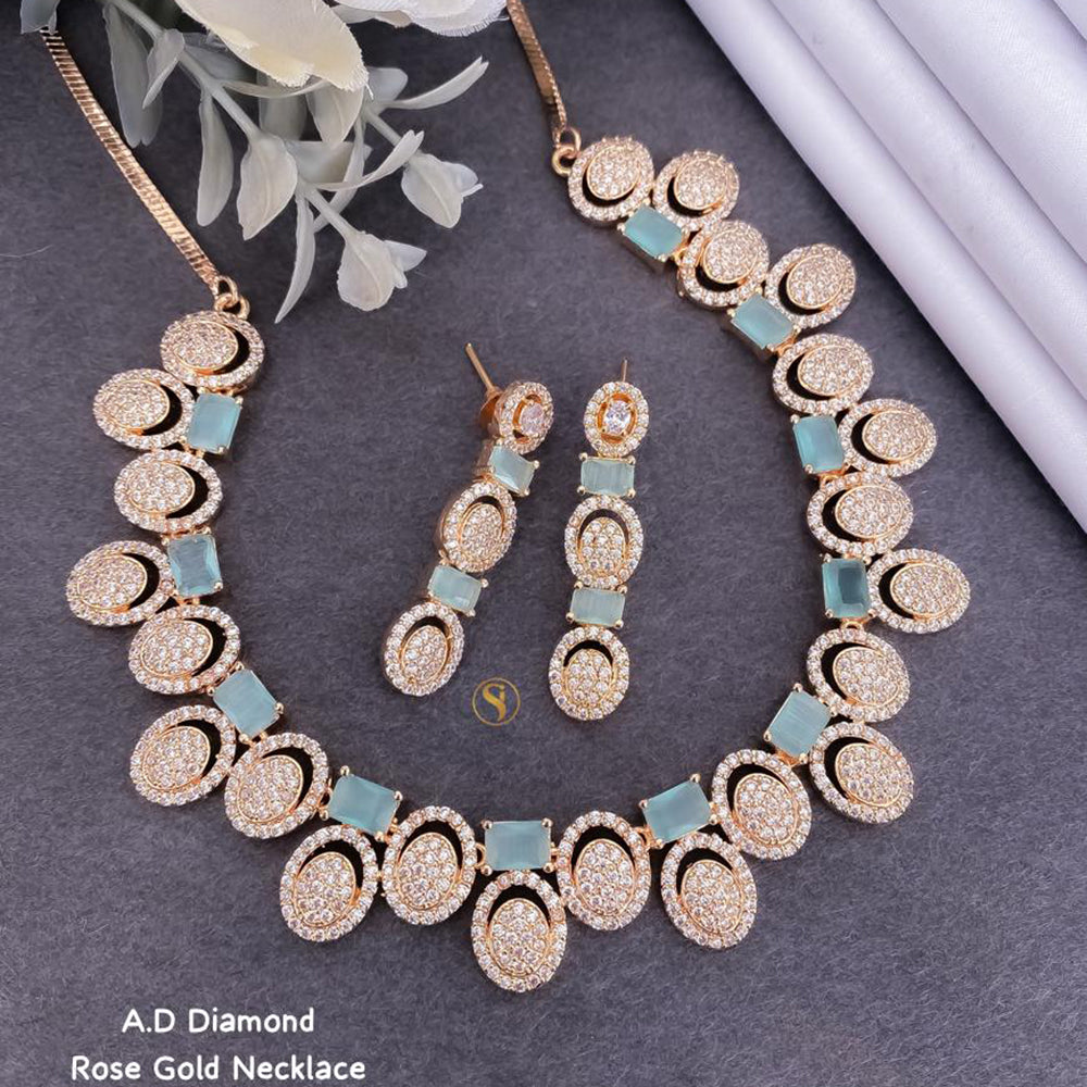 Shrijicreation Rose Gold Plated AD Stone Necklace Set