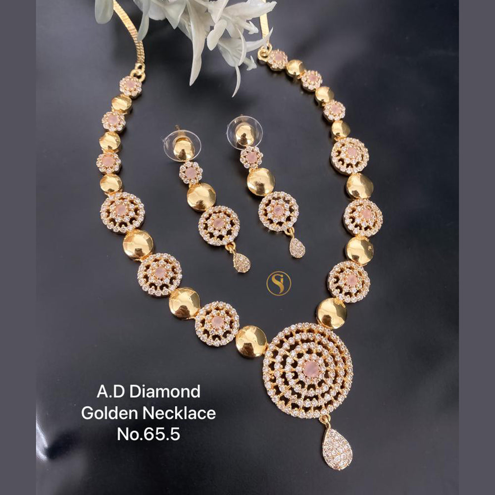 Shrijicreation Gold Plated AD Stone Necklace Set